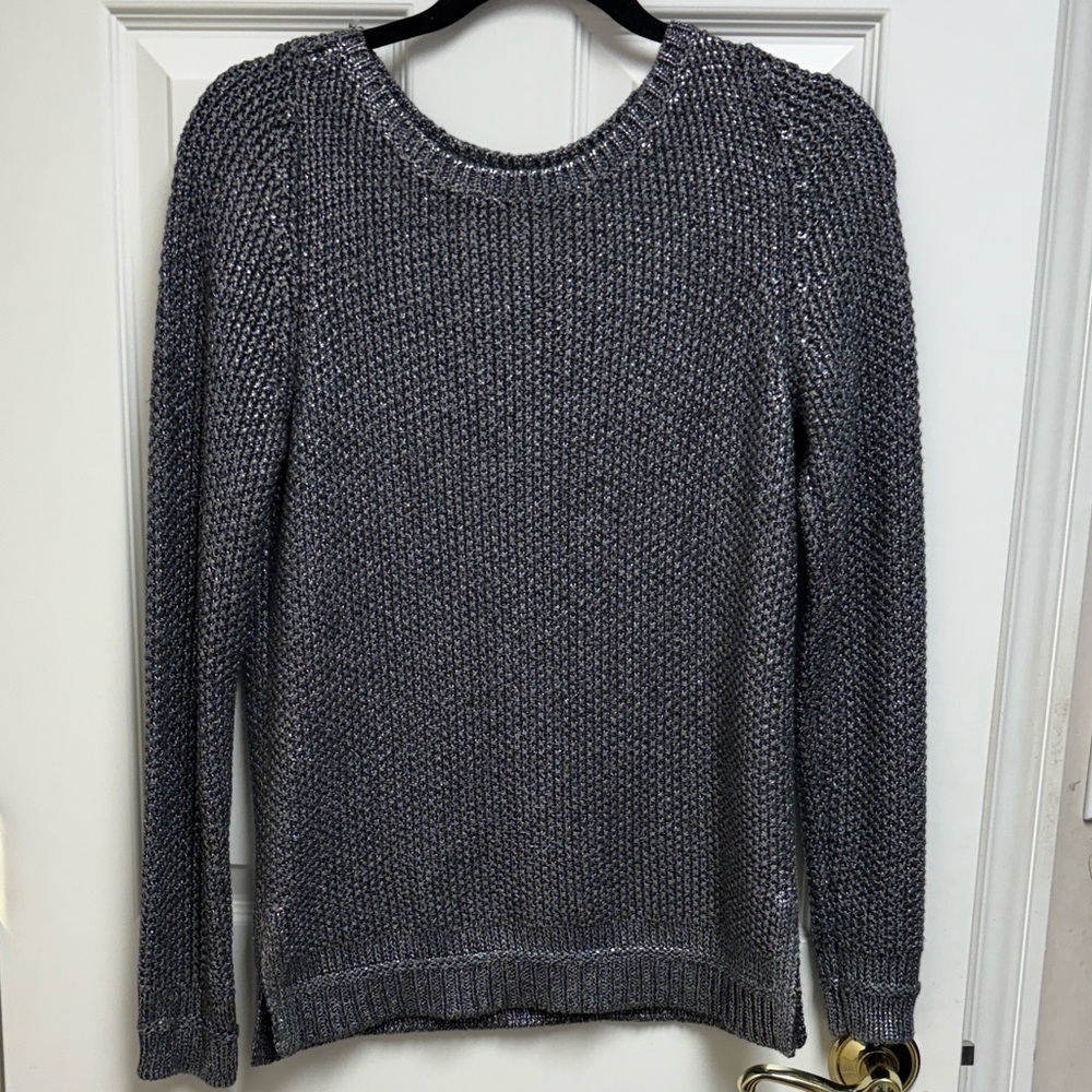 White House Black Market Silver Charcoal Sweater - Picture 5 of 6